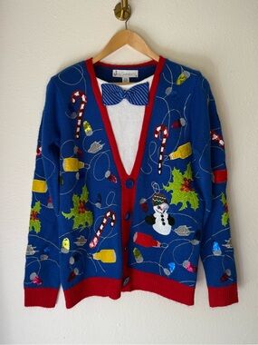 Jolly Sweaters Blue Ugly Christmas Sweater size Small